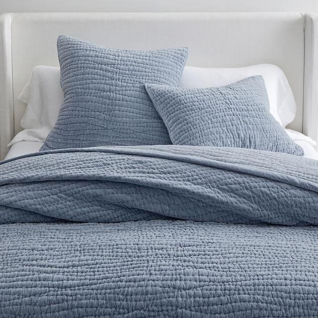 Shadow Blue Washed Velvet Handcrafted Quilt, King/Cal. King