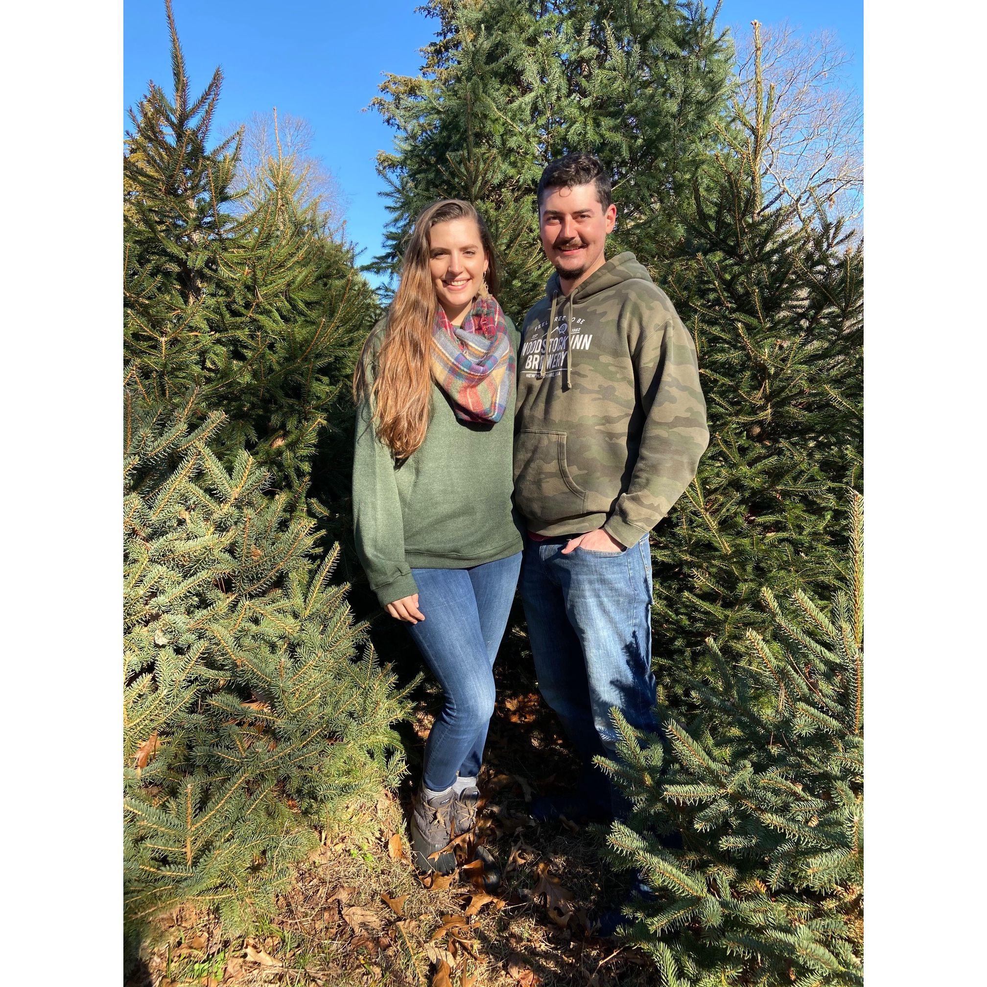 Picking out a Christmas Tree together even though Brennon is allergic!