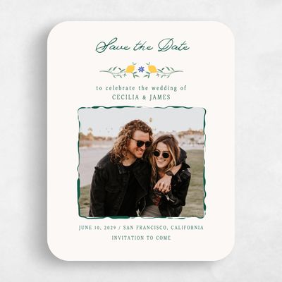 Beige Rounded Wedding Save the Date - Brume Photo