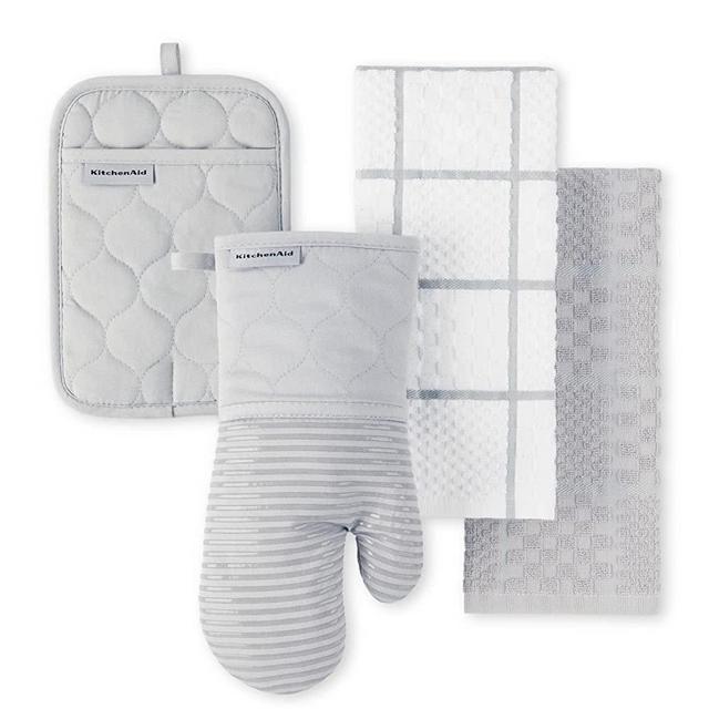 KitchenAid Onion Quilt KT OM PH Kitchen Towel, Oven Mitt & Potholder Set, Matte Grey