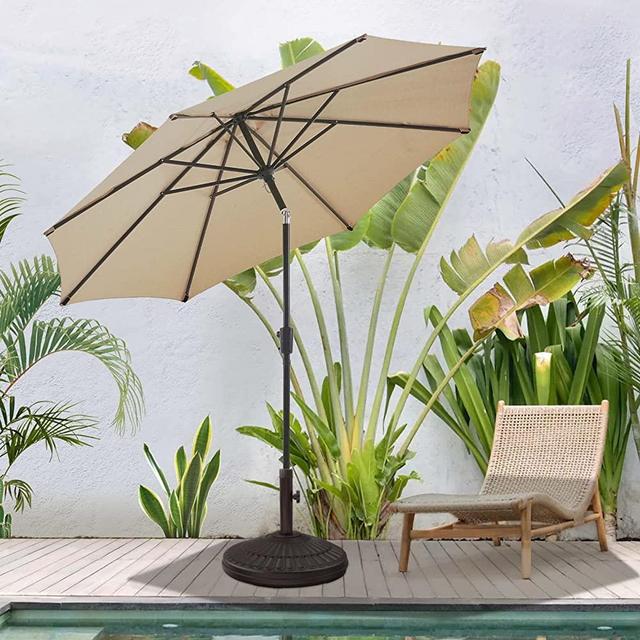 BLUU MAPLE Olefin Patio Umbrella Outdoor Table Umbrellas, 36 Month Fade Resistance Olefin Canopy, Market Center Umbrellas with 8 Strudy Ribs & Push Button Tilt for Garden, Lawn & Pool