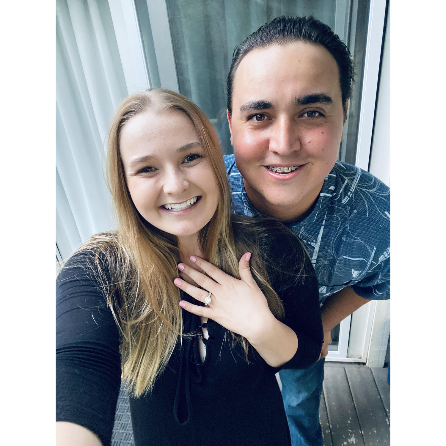 Our first picture as an engaged couple. May 2020 at Sycamore Mineral Springs in Avila Beach