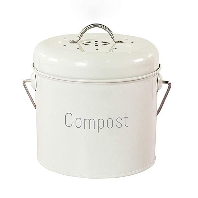 Compost Bin for Kitchen Counter, 3L Kitchen Pail with Activated Charcoal Filters, Outdoor Compost Bucket Indoor Odorless Countertop Compost Container, Rust Proof Compost Kitchen Bin with Lid