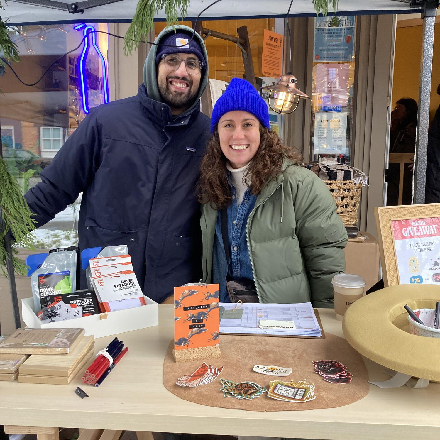 Josh working the first Basecamp pop up in 30 degree weather.