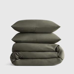 Classic Organic Percale Duvet Cover Set in Dusty Olive