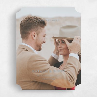 Blue Ticket Wedding Save the Date - Normandy Photo