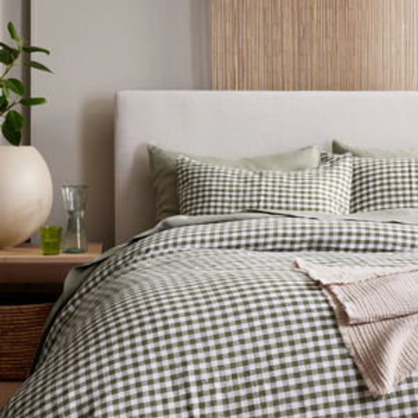 Olive Gingham Linen Duvet Bundle (King)
