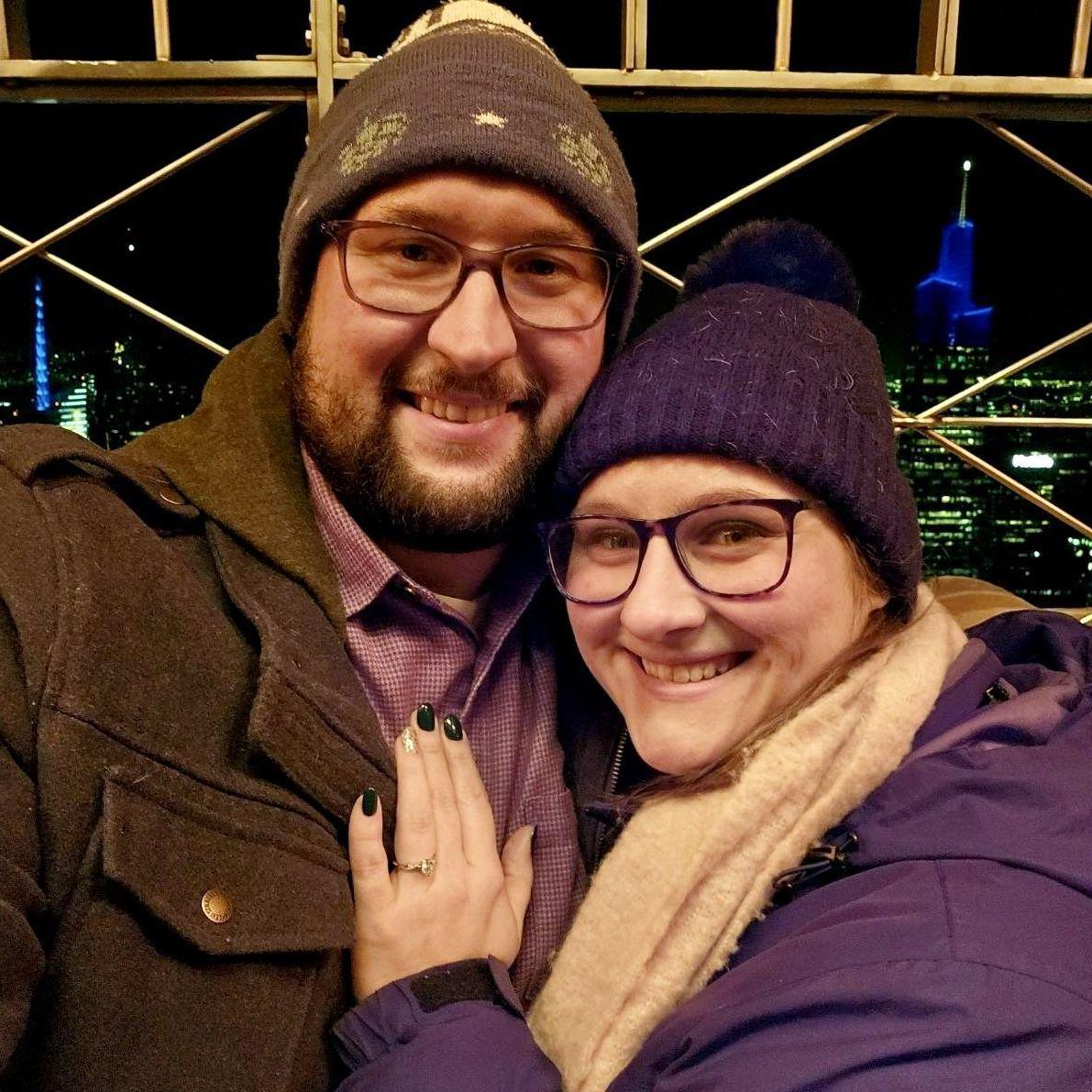 Mark proposes on top of the Empire State Building, December 2024