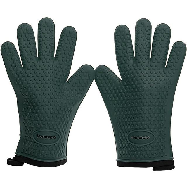 KITCHEN PERFECTION Silicone Smoker Oven Gloves -Extreme Heat Resistant BBQ Gloves -Handle Hot Food Right on Your Grill Fryer Pit|Waterproof Oven Mitts |Superior Value Set+3 Bonuses