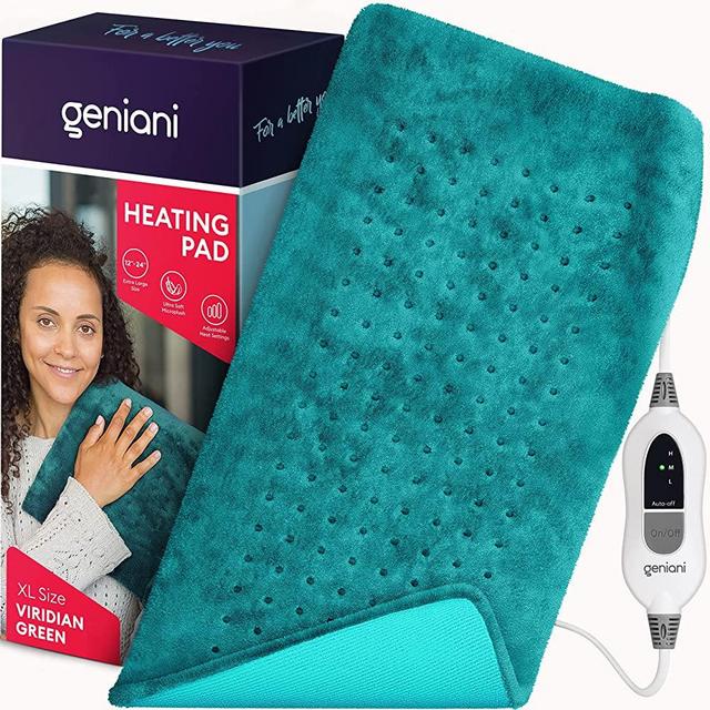 GENIANI XL Heating Pad for Back Pain & Cramps Relief, Auto Shut Off, Machine Washable, Heat Pad, Holiday Gifts for All, Gifts for Women, Gifts for Men, Heat Patch (Viridian Green)