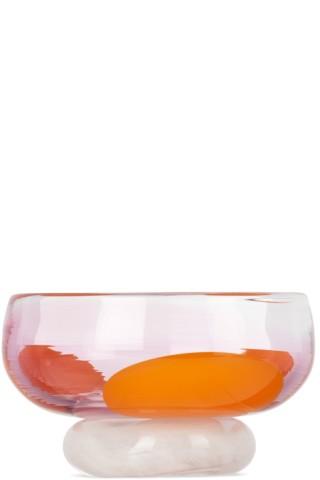 MARIA ENOMOTO GLASS Orange & Pink Small Footed Bowl