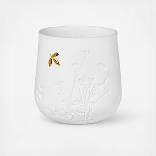 Porcelain Stories Leaf Tealight Holder with Gold Accent