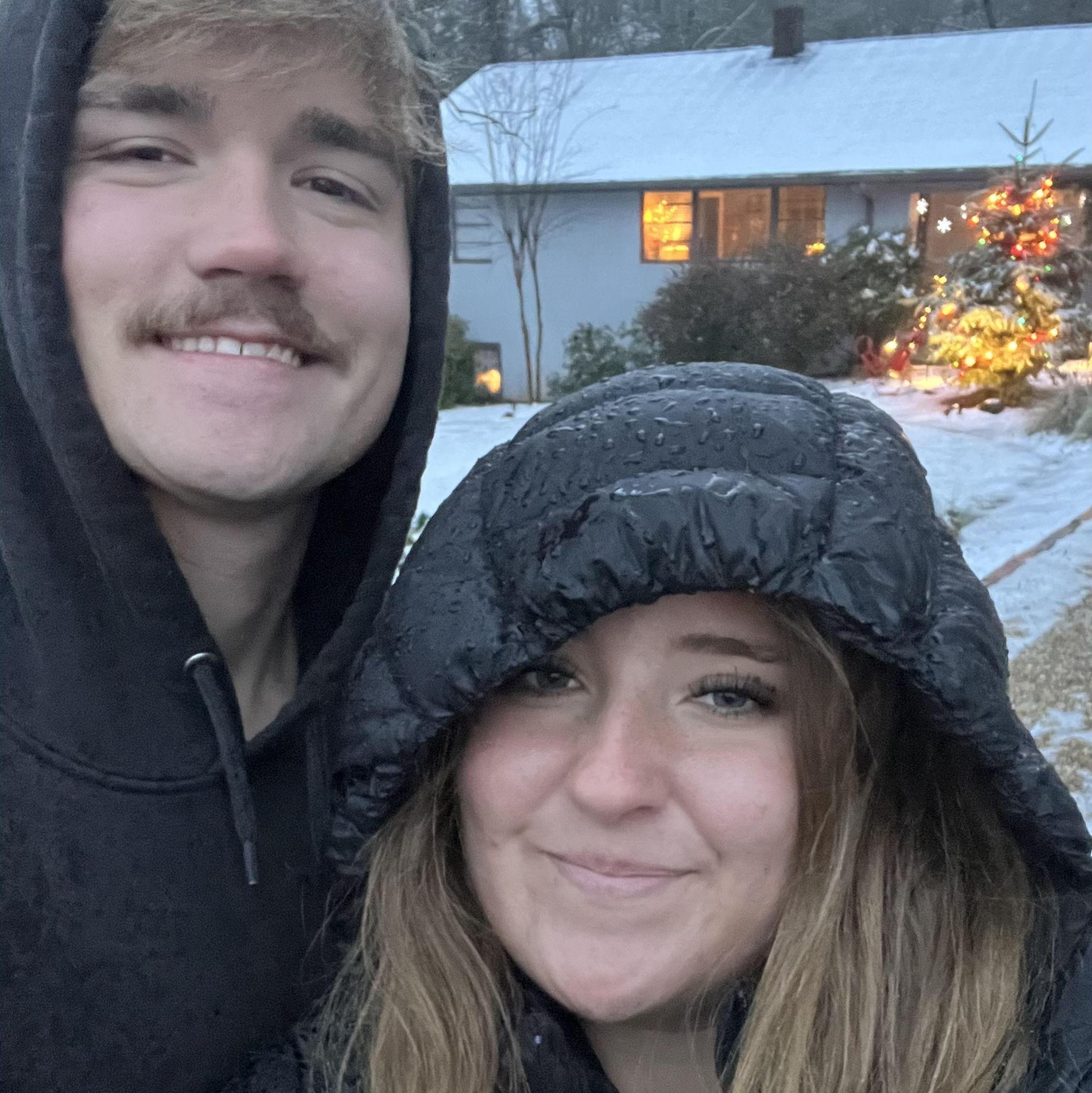 My first snow day in Athens! Early this morning I slipped down the stairs outside my apartment and busted my head open (hidden by the hood). Little did I know the worst concussion was to come...
