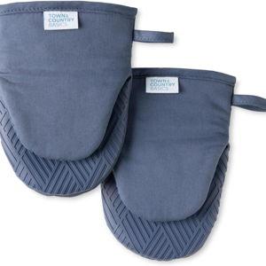Silicone Mini Oven Mitt 2-Pack Set (Blue)