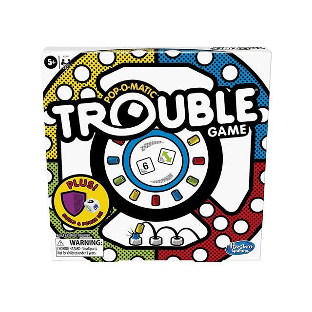 Trouble Board Game Includes Bonus Power Die and Shield, Game for Kids Ages 5 and Up, 2-4 Players (Amazon Exclusive)