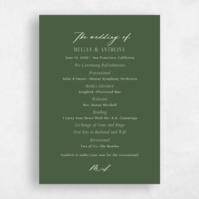 Green Simple Wedding Program - Uzes