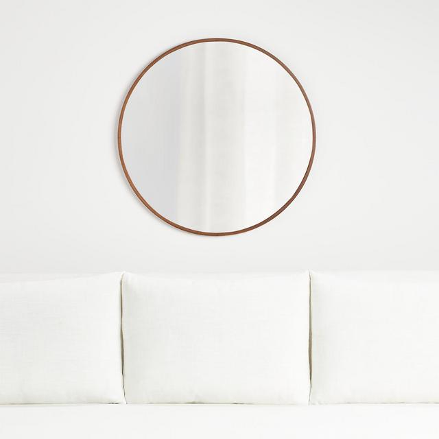 Edge Walnut Round Wall Mirror