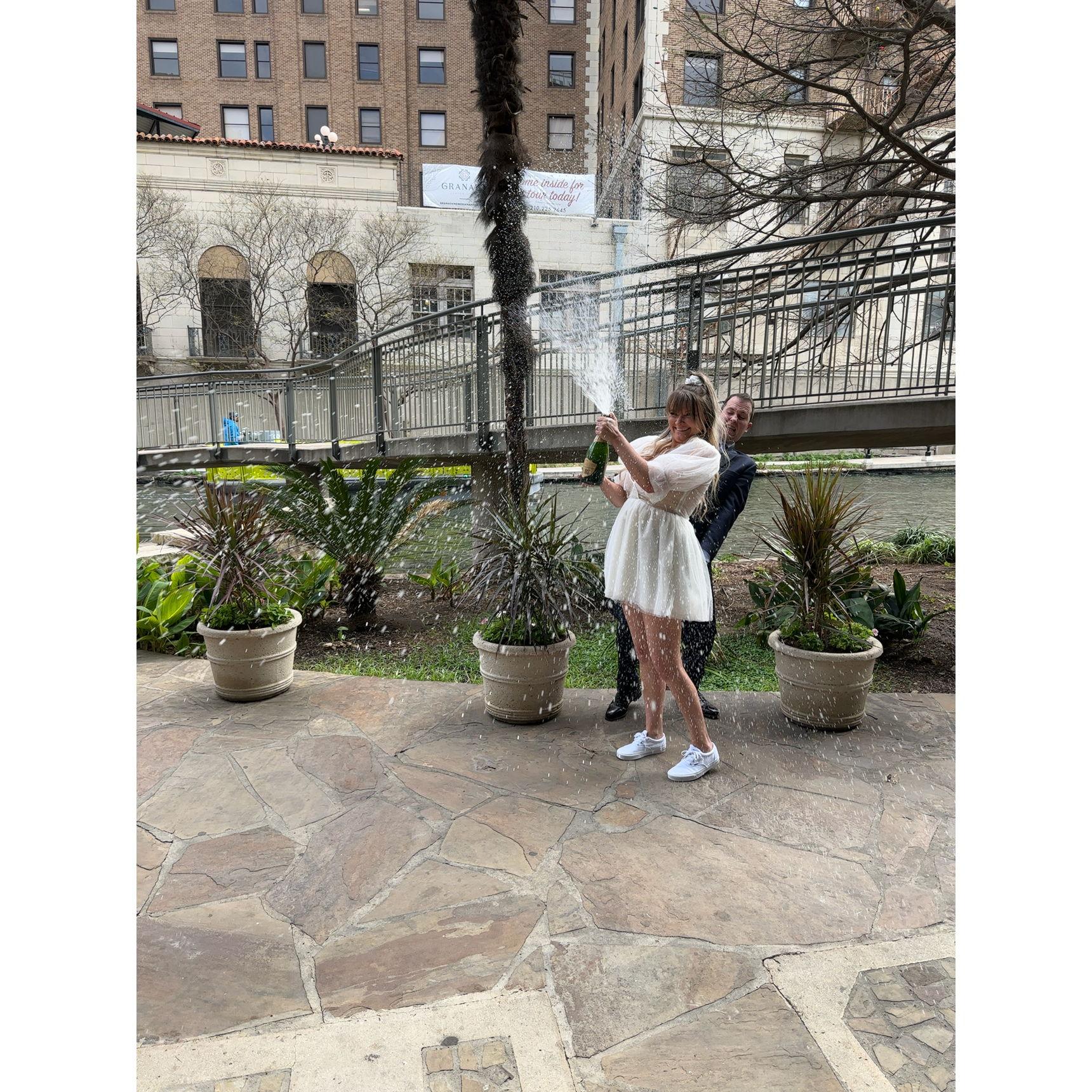 Champagne shower after court marriage in the same spot where Ethan proposed!!