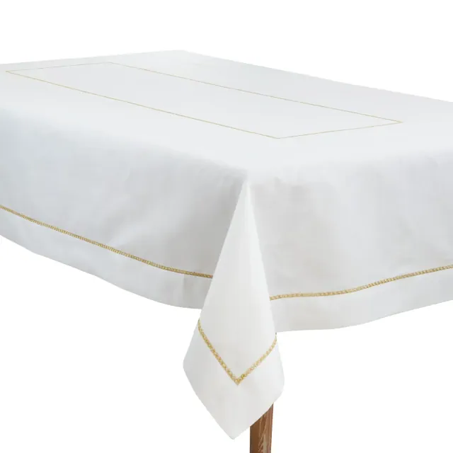 Saro Lifestyle Embroidered Border Design Tablecloth, Gold, 65" x 120"