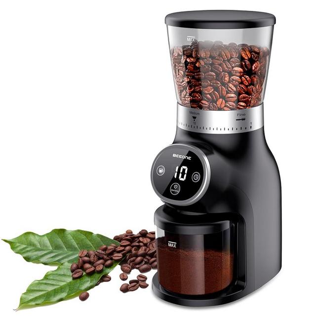 BEEONE Conical Burr Coffee Grinder with Digital Control, Espresso Grinder with 31 Precise Settings for 1-10 Cups, Coffee Grinder Electric with Time Display and Countdown Display, Black
