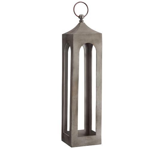 Caleb Lantern - White Weathered, Large