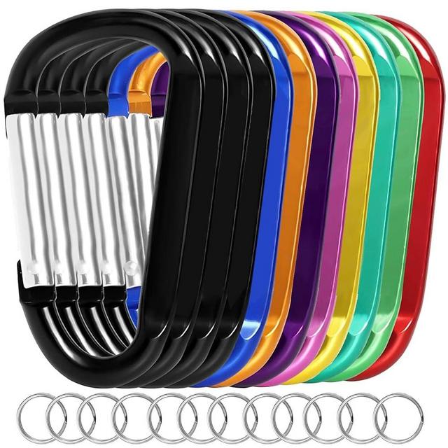 Carabiner Keychain Clip - Aluminum Carabeaner Key Clip,D Ring Shape Caribeener Hook Buckle,Spring Snap Key Chain Clips
