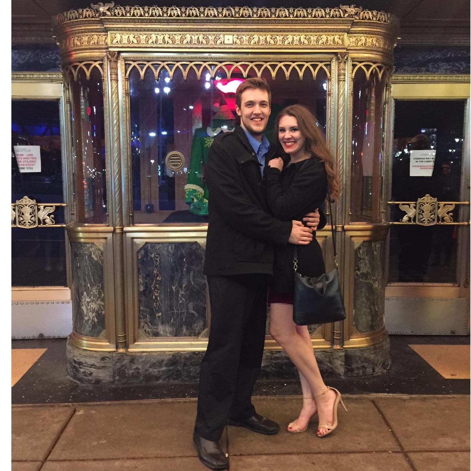 Our third official date, and our first picture together.  Outside the theatre getting ready to see Elf the Musical.