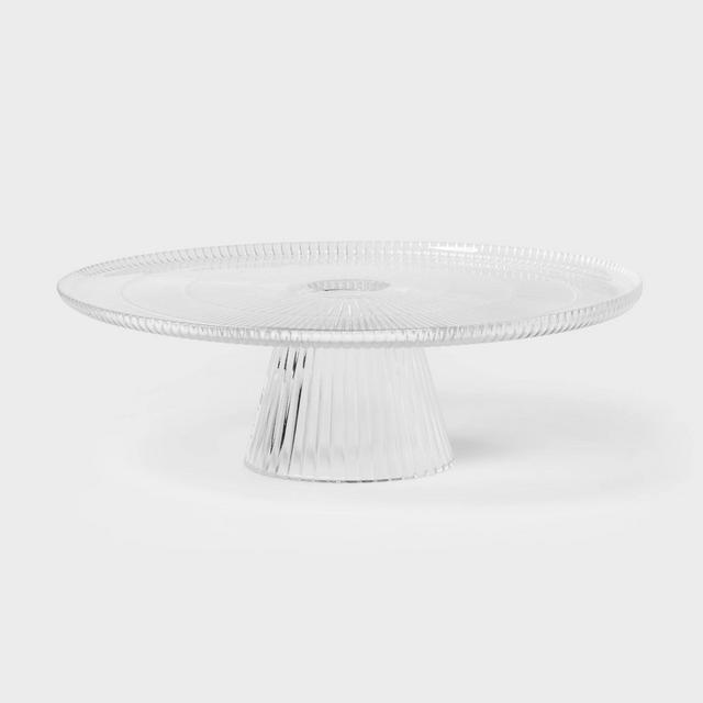 Ribbed Large Glass Cake Stand Clear - Threshold™