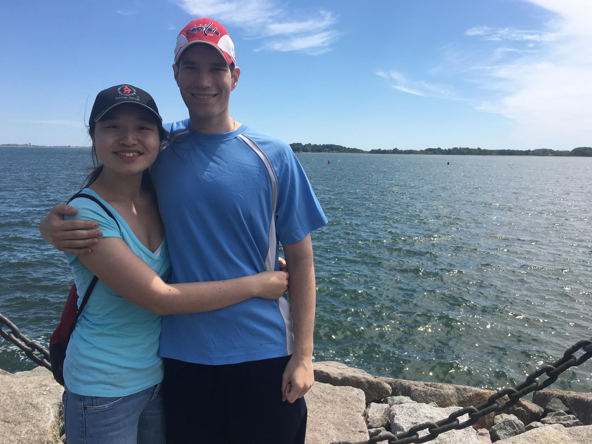 Jon & Lia with the Boston Harbor