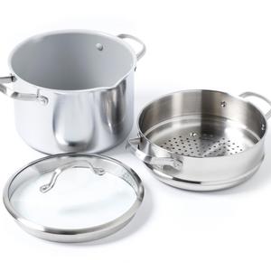 Venice Pro Ceramic Non-Stick Stockpot with Straining Lid and Stainless Steel Insert, 8-Quart