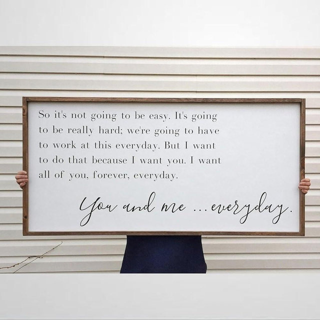 30x55cm Large Above Bed Sign, You And Me Everyday Framed Wood Sign, The Notebook Home Decor, Movie Quote Custom Wall Art, Love Sayings Wall Art Decor