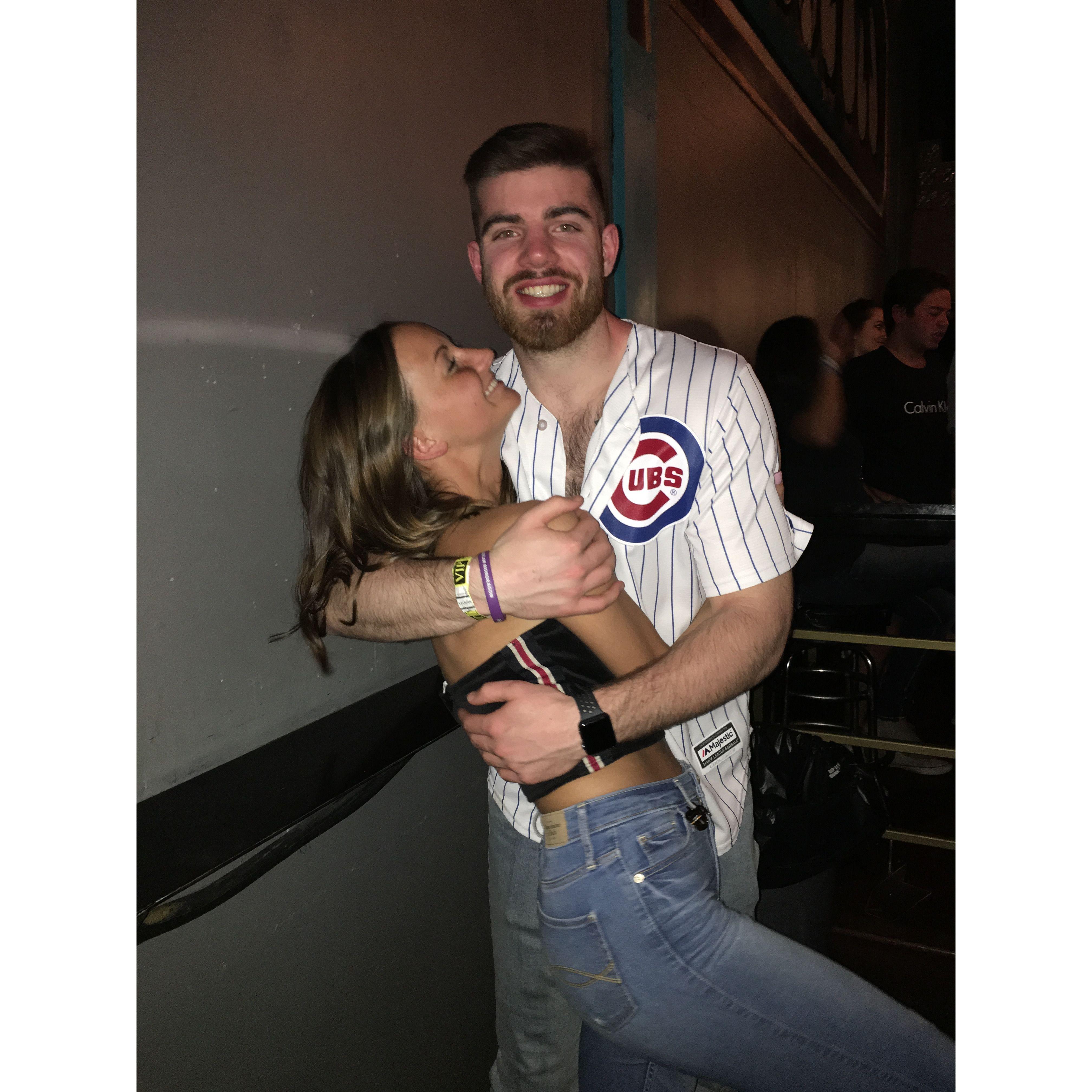Dancing at a piano bar in college