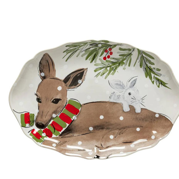 Oval Platter Deer Friends, Casafina by COSTA NOVA - White