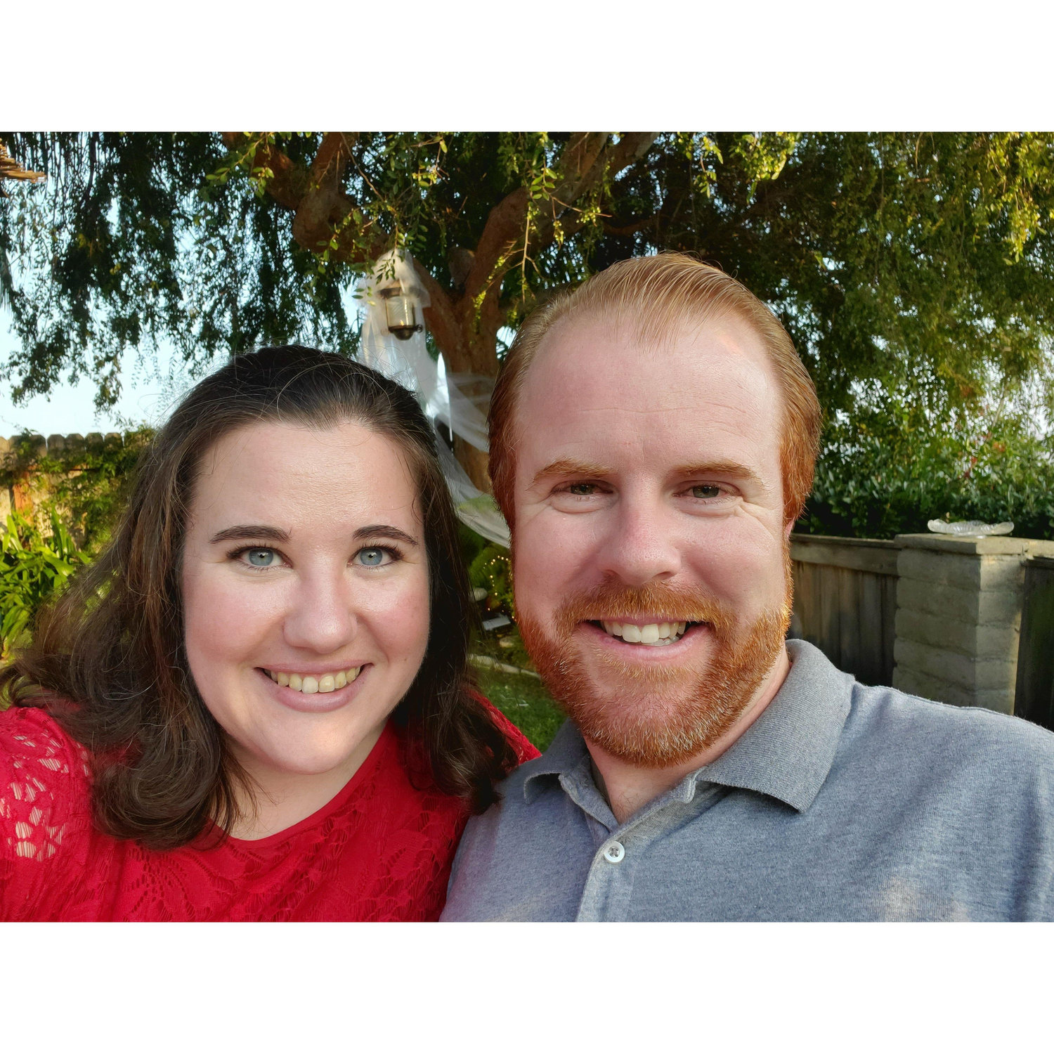 All dressed up for a backyard wedding