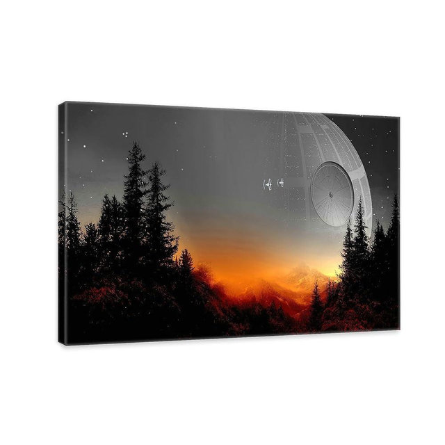 Death Star Inspired Canvas Print Wall Art | Futuristic Space Station Artwork | Smooth Surface Home Decor – Various Sizes (45in x 30in Gallery Wrapped)