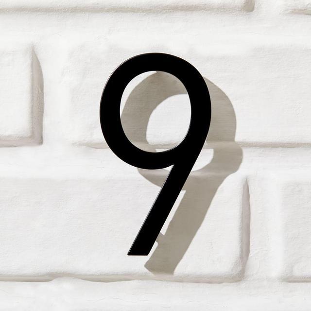 Modernist House Numbers, Black Metal, #9