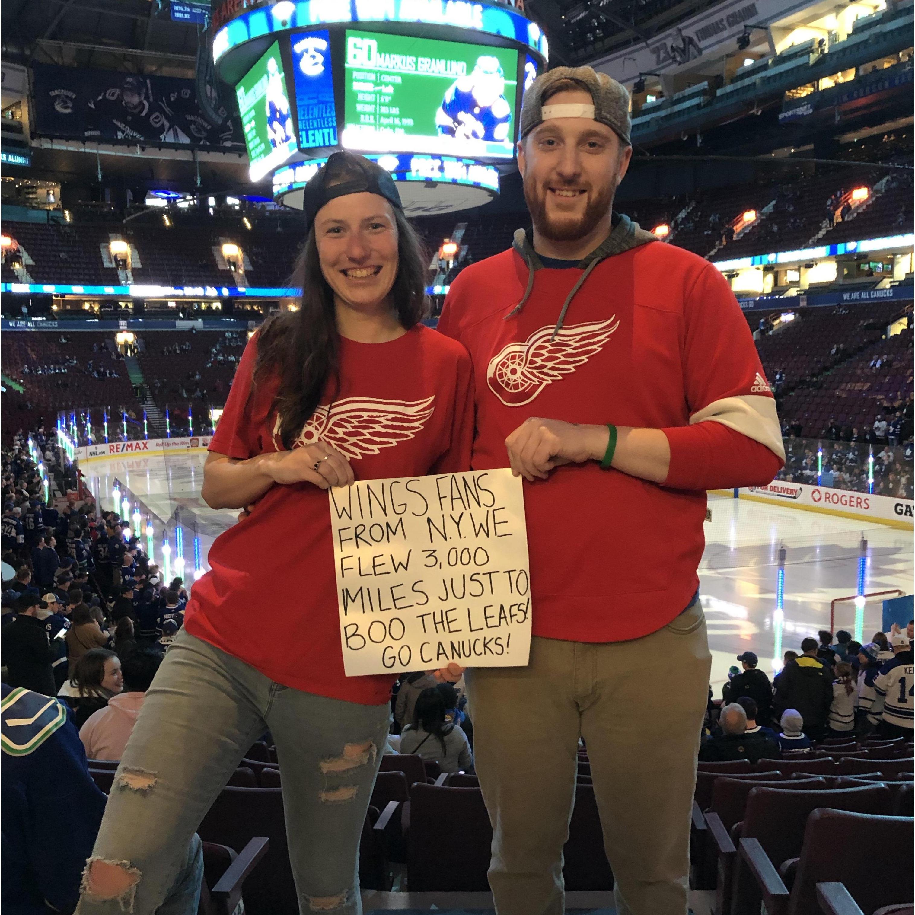 Two days after our engagement, we went to Vancouver, BC, to see the Canucks beat the Maple Leafs in over time!