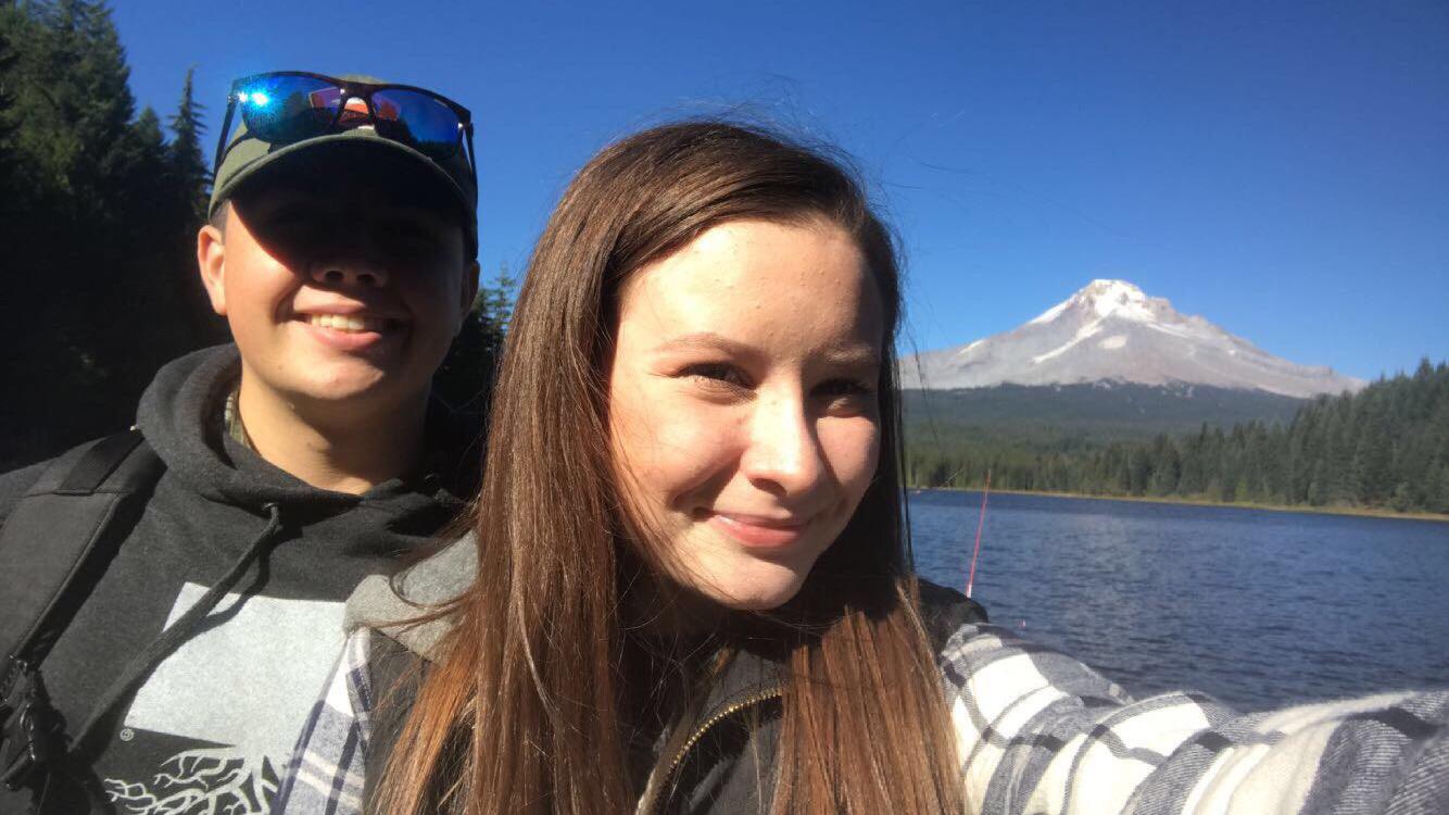 Dustin and Maya at Trillium Lake on a fishing date in 2018