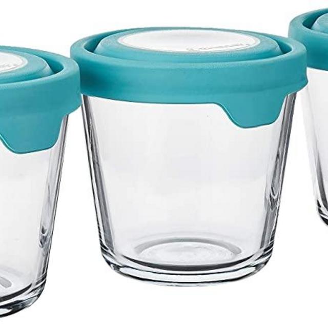 Anchor Hocking TrueSeal Glass Food Storage Containers with Airtight Lids, 3.5 Cup (Individual), Mineral Blue