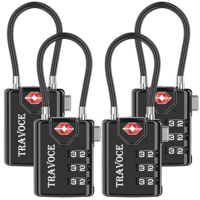 Search Alert TSA Approved Travel Combination Luggage Cable Locks for Suitcase, Gym Locker,Toolbox,Backpack 1,2,4,6 &10 pk
