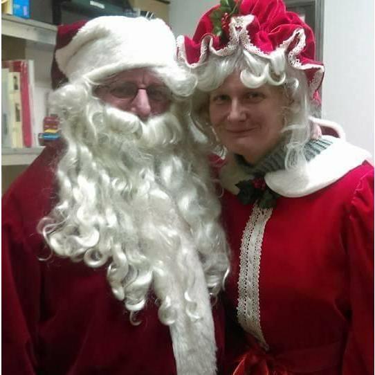 Here we are dressed up as Santa and Mrs. Claus for the Y