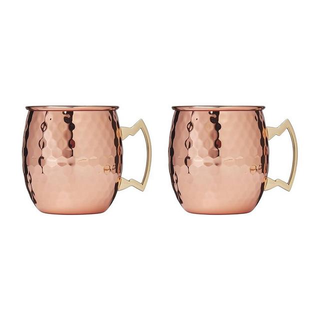 Cambridge EJCPCPR8CB2BM 20 Oz Faceted Copper Moscow Mule Mugs, Set Of 2
