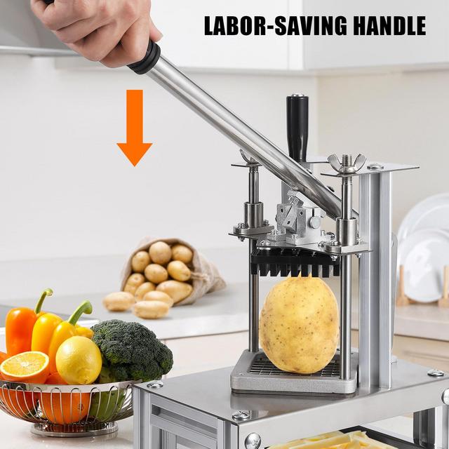 Garvee French Fry Cutter Commercial Potato Chopper Vegetable Dicer Fruit Slicer for Onion, Cabbage, Carrots, Potato, Mushroom, 4 Replacement Blades