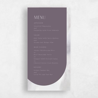 Dusty Purple Wedding Menu - Coleridge