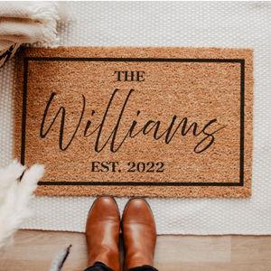 Personalized Door Mat, Custom Door Mat with Last Name & Date I 9 Designs - 3 Sizes I Personalized Doormat for Home Enterance, Ideal Housewarming, Wedding Gifts, Anti-Slip Backing - D1