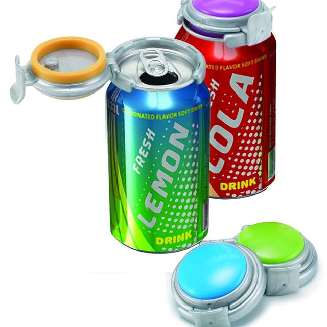 Jokari 2 Click Fizz Keeper Pump and Pour for Standard Size 12oz Cans of Carbonated Beverages. Keep Soda, Seltzer, Beer and More Bubbly and Fizzy, Prevent Spills. Press on Can Cover to Preserve Pop (2)
