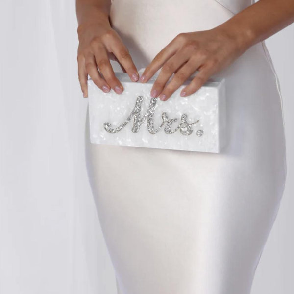 SHE'S A MRS NOW CLUTCH WHITE