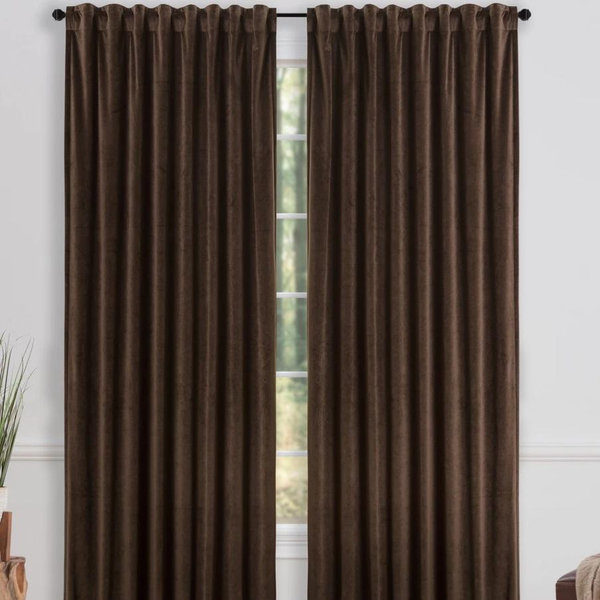 Chanasya Velvet Room Darkening Window Curtain Panel Pair - Mink (Set of 2)