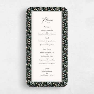 Black Rounded Wedding Menu - Ariella