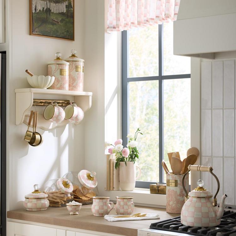 マニーローズ　３連ストッカー MacKenzie-Childs, Rosy English Garden Enamel Utensil Holder | Zola